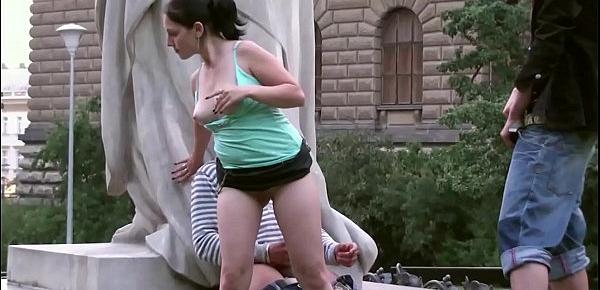  Extreme public street sex with a cute teen girl in the center of the city